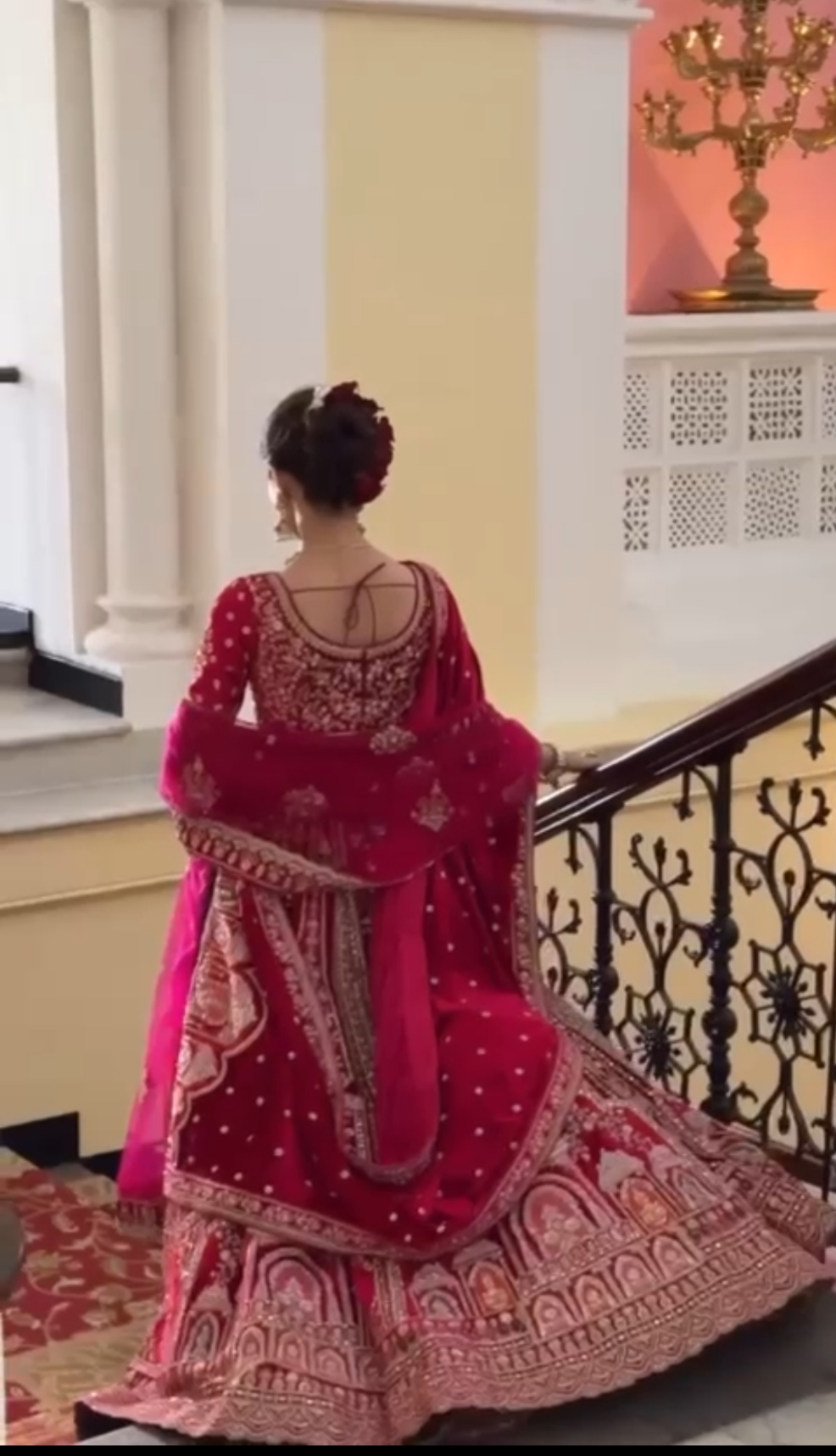 Elegant Embroidered Velvet Bridal Lehenga Choli set With Double Dupatta✨️ sizeL/XL/XXL