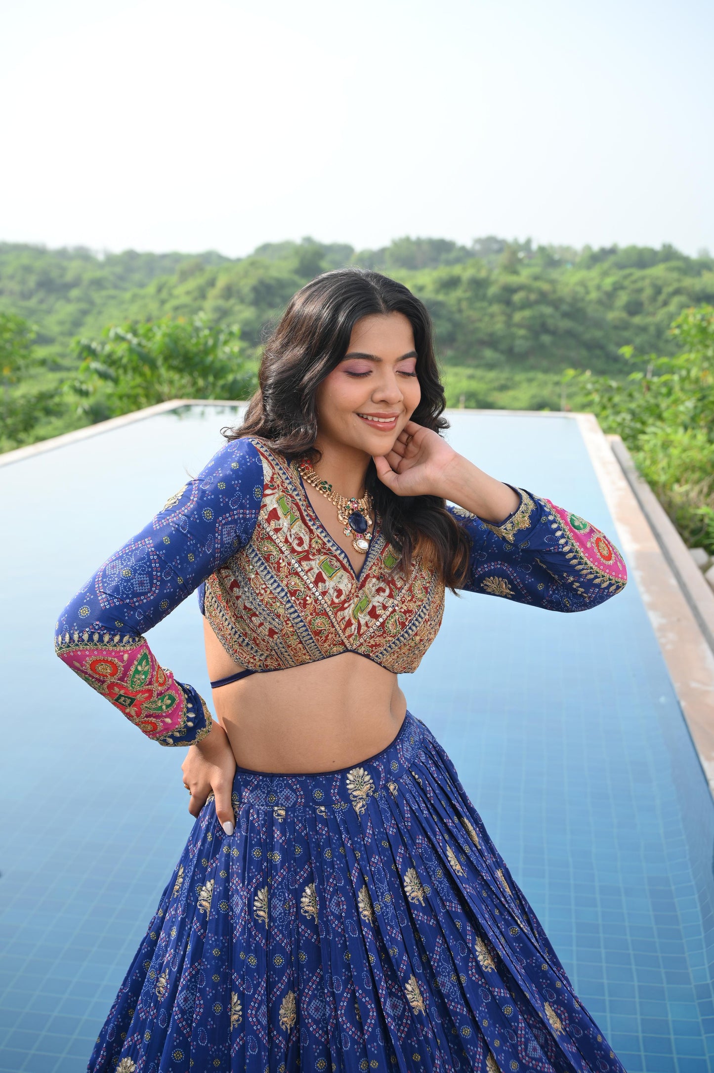 Stunning Blue siffon Zardosi heavy Embroidered Lehenga set size X/ XL/XXL available