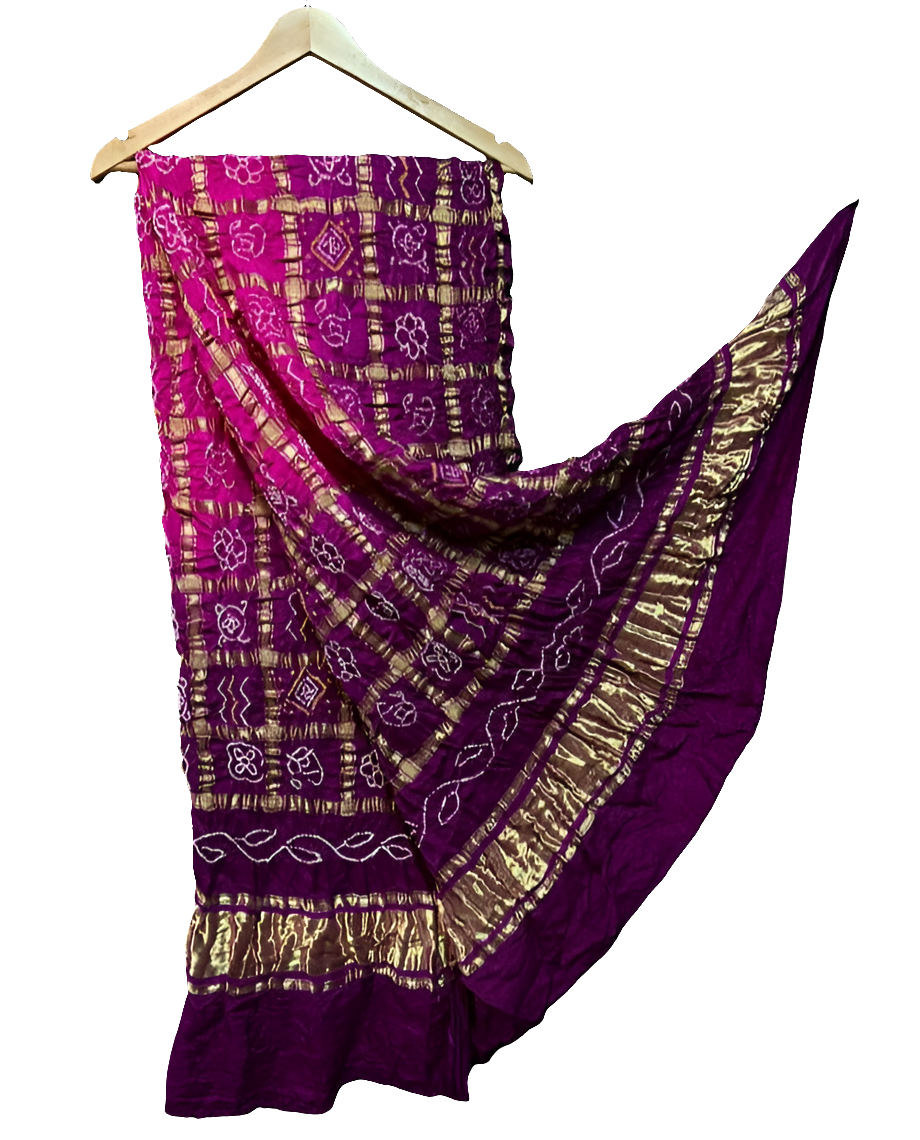 Pure Gaji Silk Bandhani Gharchola Dupatta