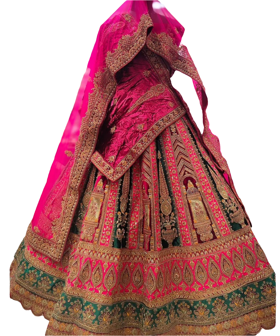 Marwar couture inspired bridal Lehngha set with double dupatta & heavy sabhya sachi style blouse 🌹💫 size L/XL/XXL