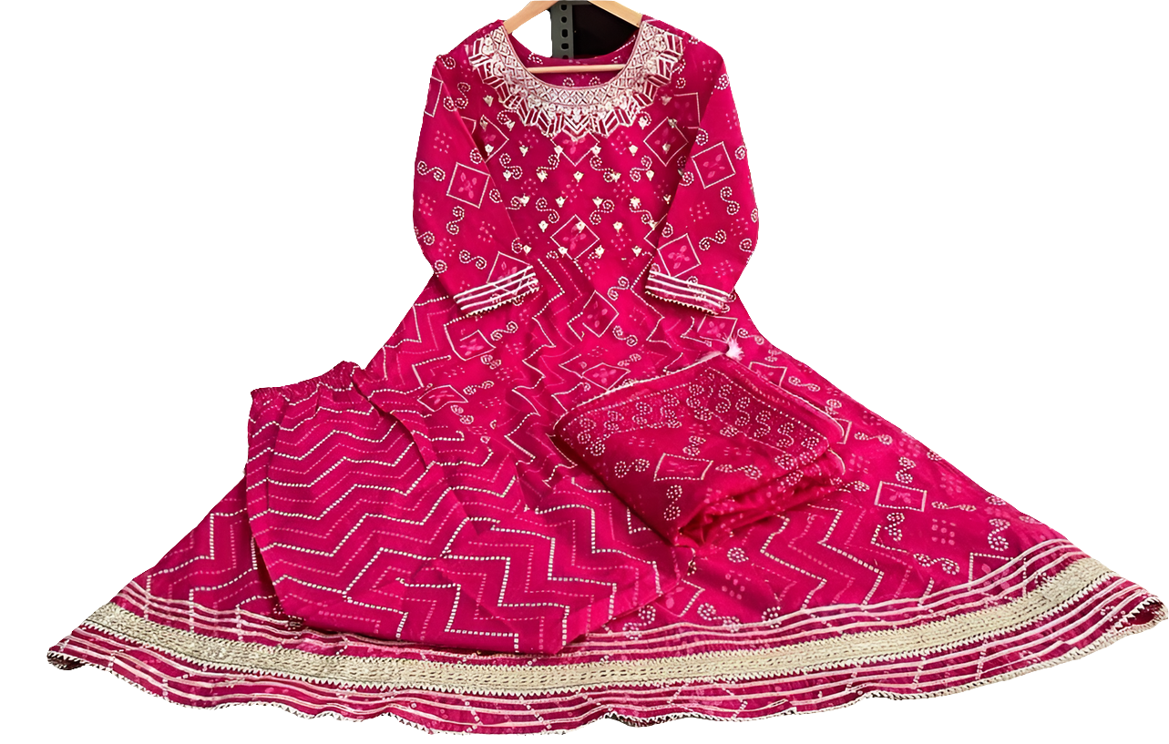Anarkali kurti with Pant and Dupatta Size - 38 to 44*