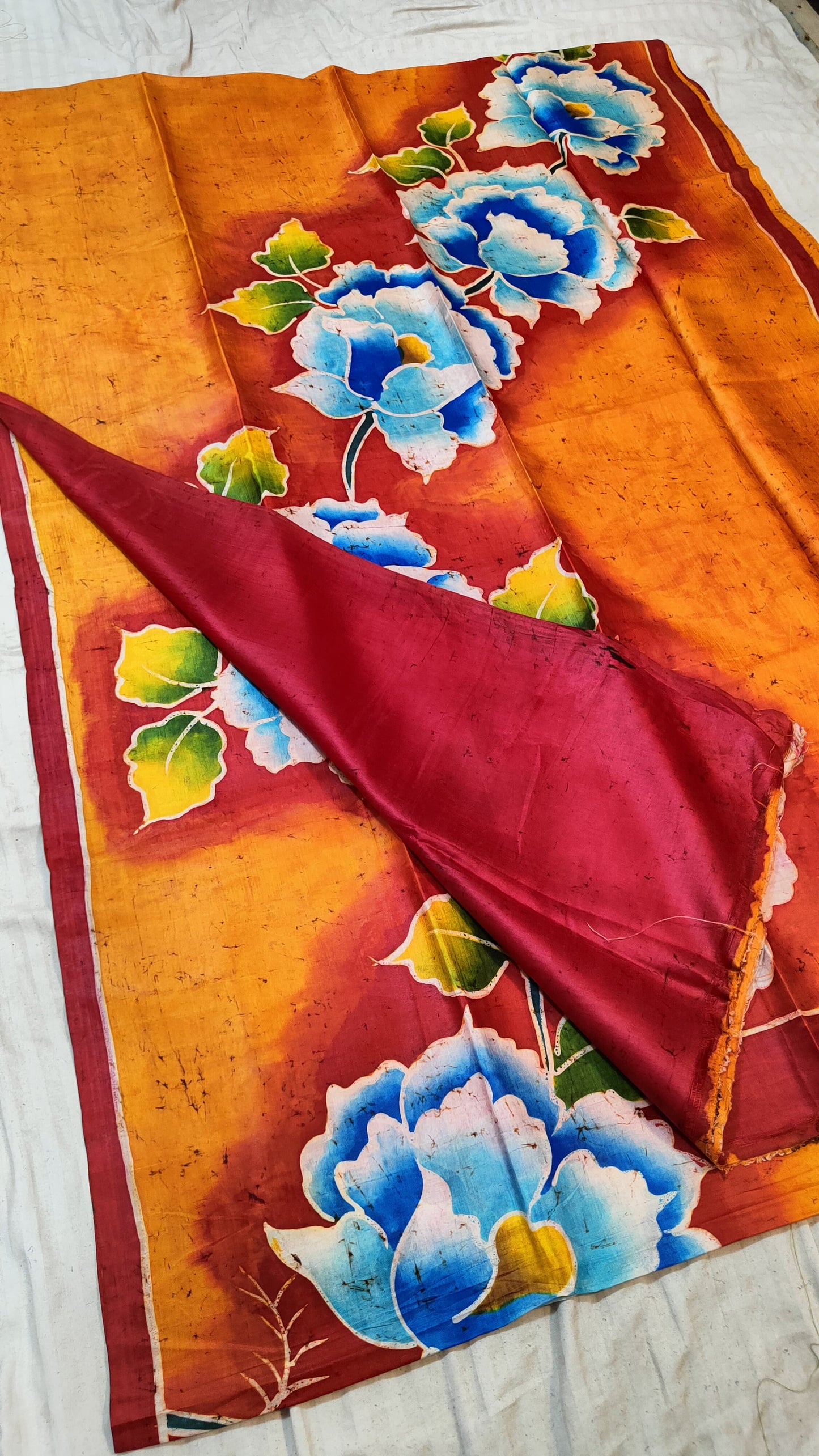 Bishnupuri handprinted Batik pure silk saree