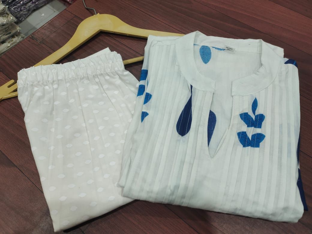 beautiful Summer Cotton Fabric kurti & pant set *SIZE - M To 3XL*