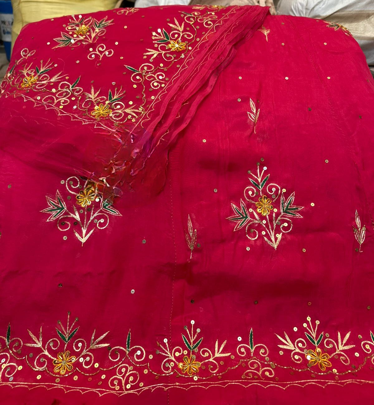 Heavy upada fabric Resam Thakurji pyor odhna taara katdana handwork Elegant poshak