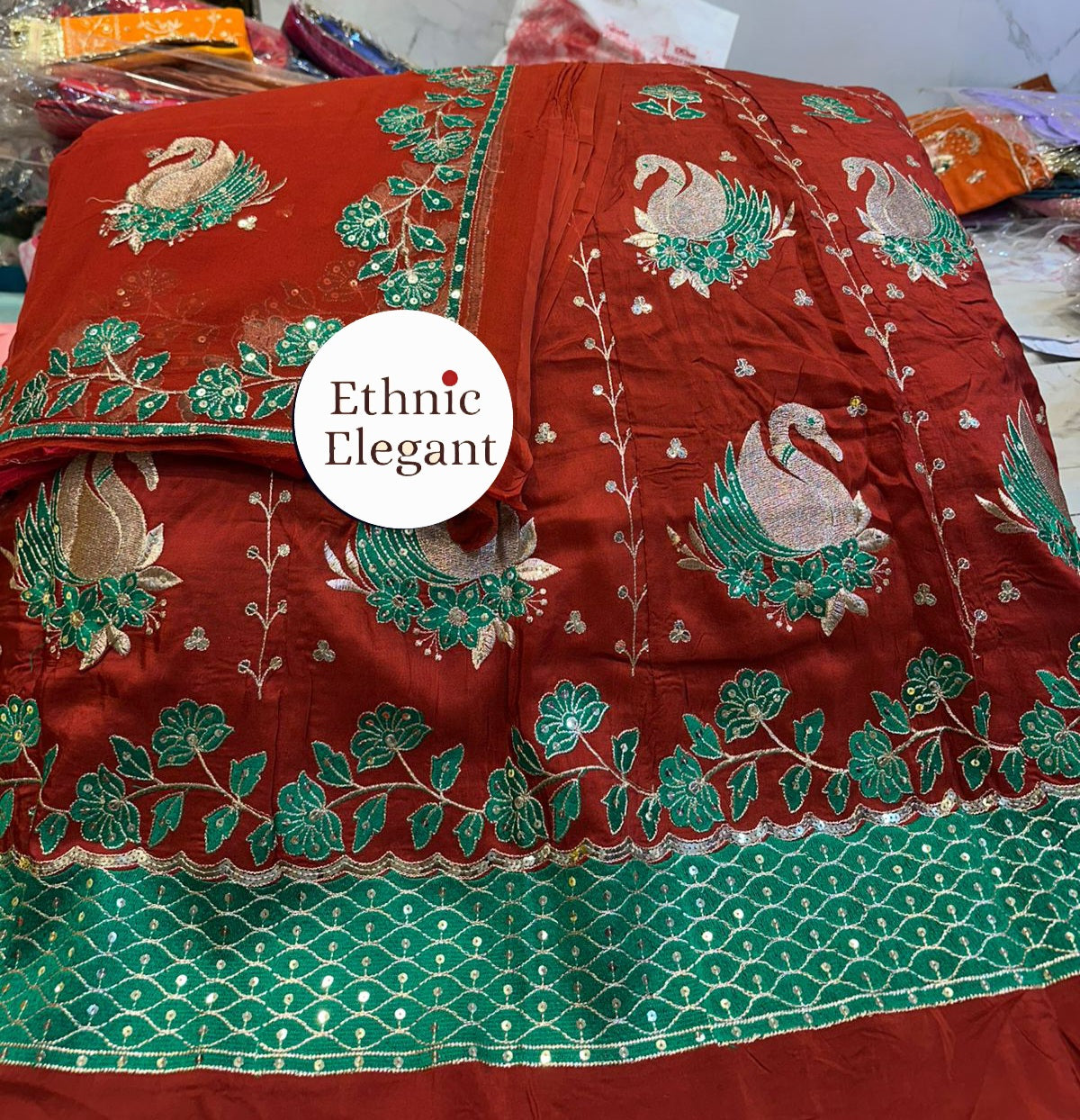 Elegant Hans design Natural silk thakurji pure odhna heavy patch work handwork Beautiful poshak*