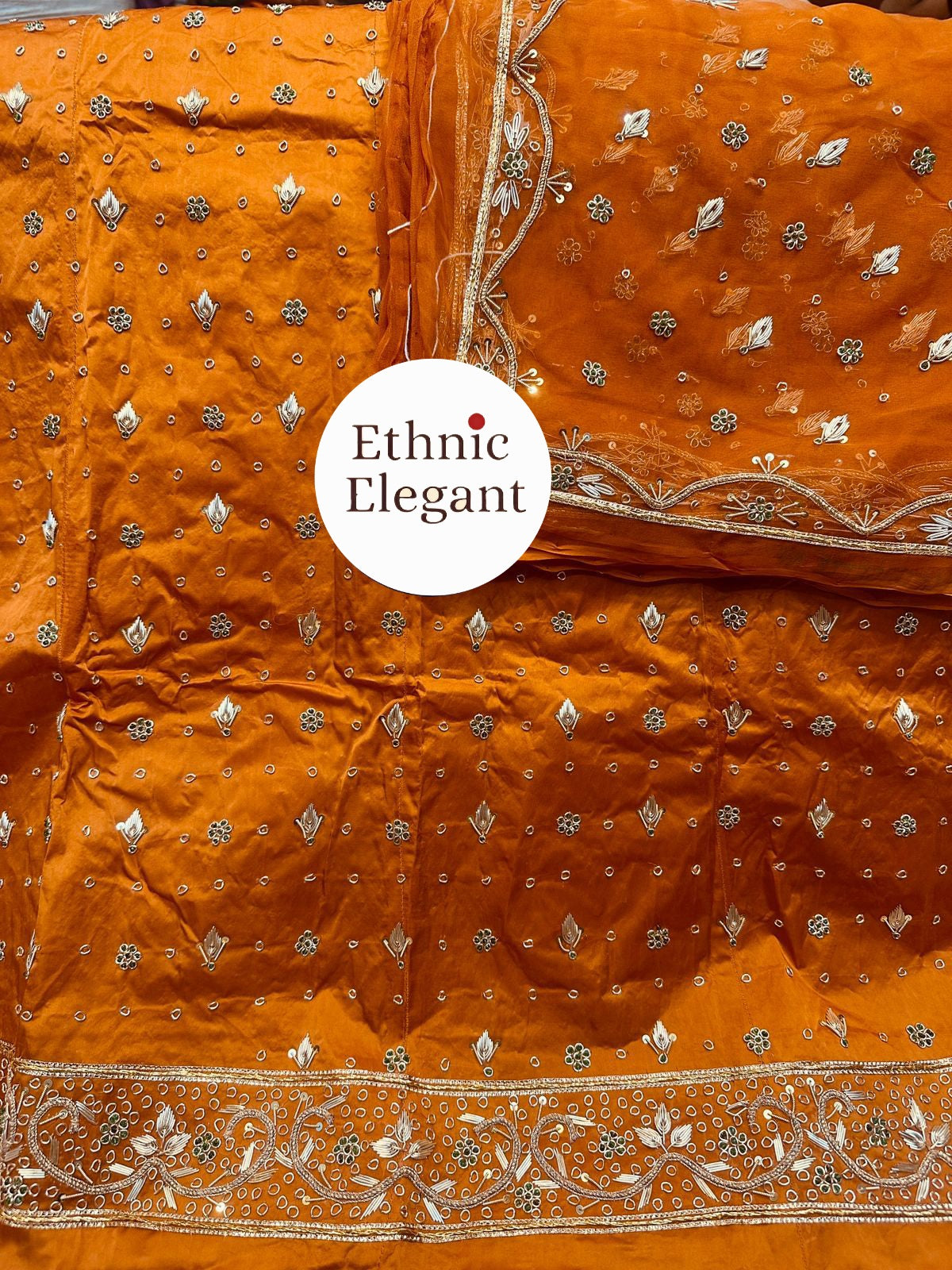 Heavy Bember Satin Poshak with Pure Thakurji Odhna | Aari, Jardoji & Dabka Handwork