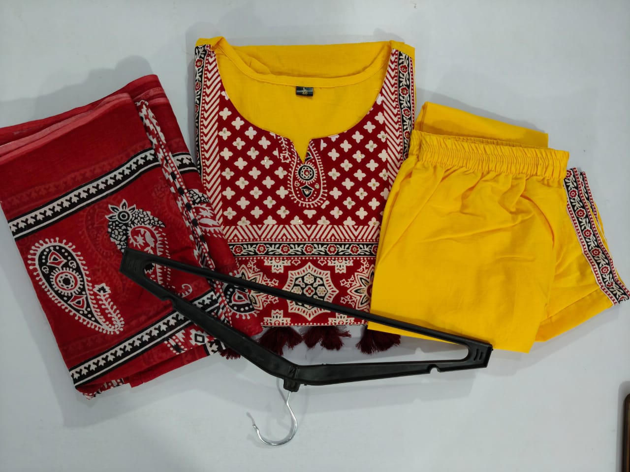 Pure fine Cotton fabric Kurti with Pant & duppata Size: *M/38, L/40, XL/42, XXL/44,XXXl/46*