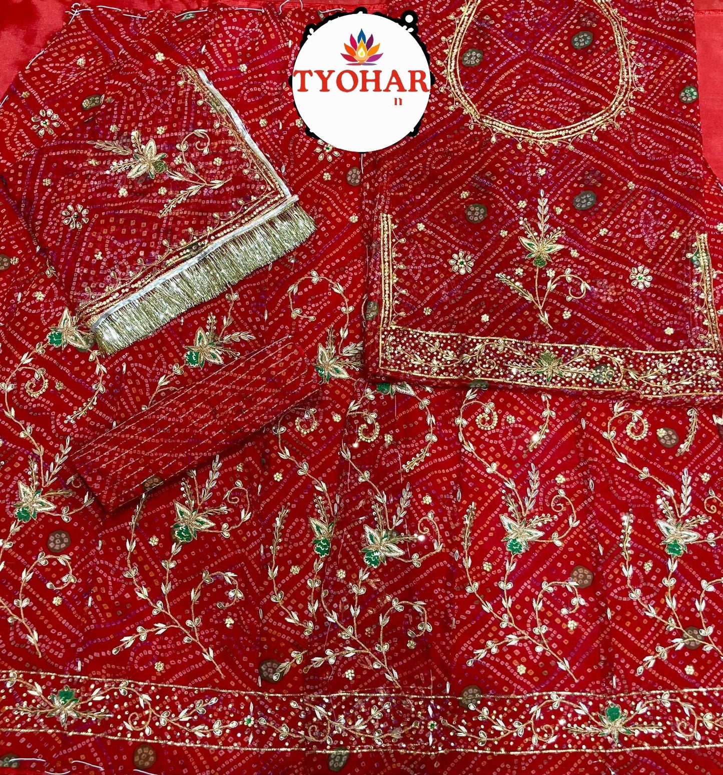 Beautiful handcrafted chunri poshak