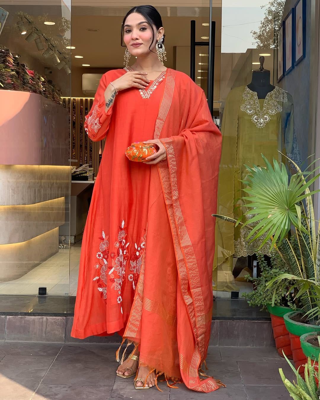 Elegant Partywear cotton kurti set Size- M-38/L-40/Xl- 42/XXL- 44,