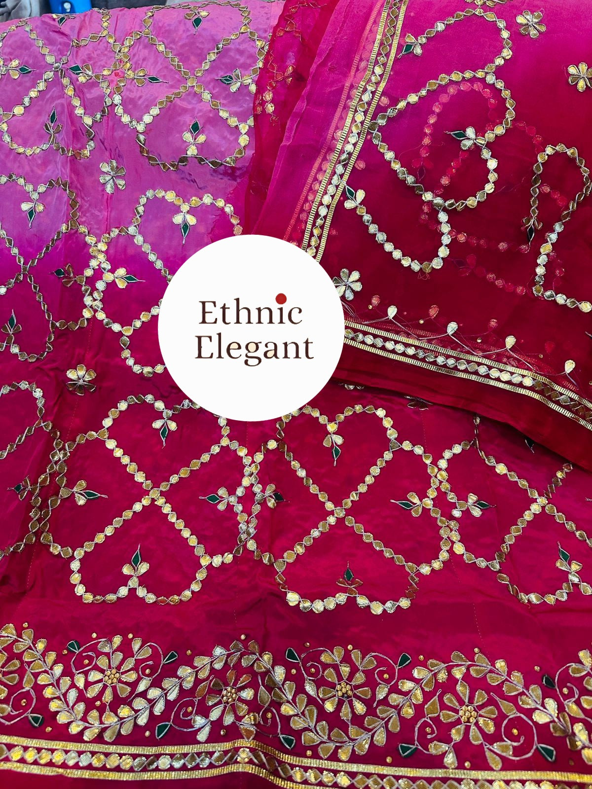 Natural Crepe / Upada Silk Rajputi Poshak – Thakurji Pure Odhna with Heavy Gota Patti Handwork