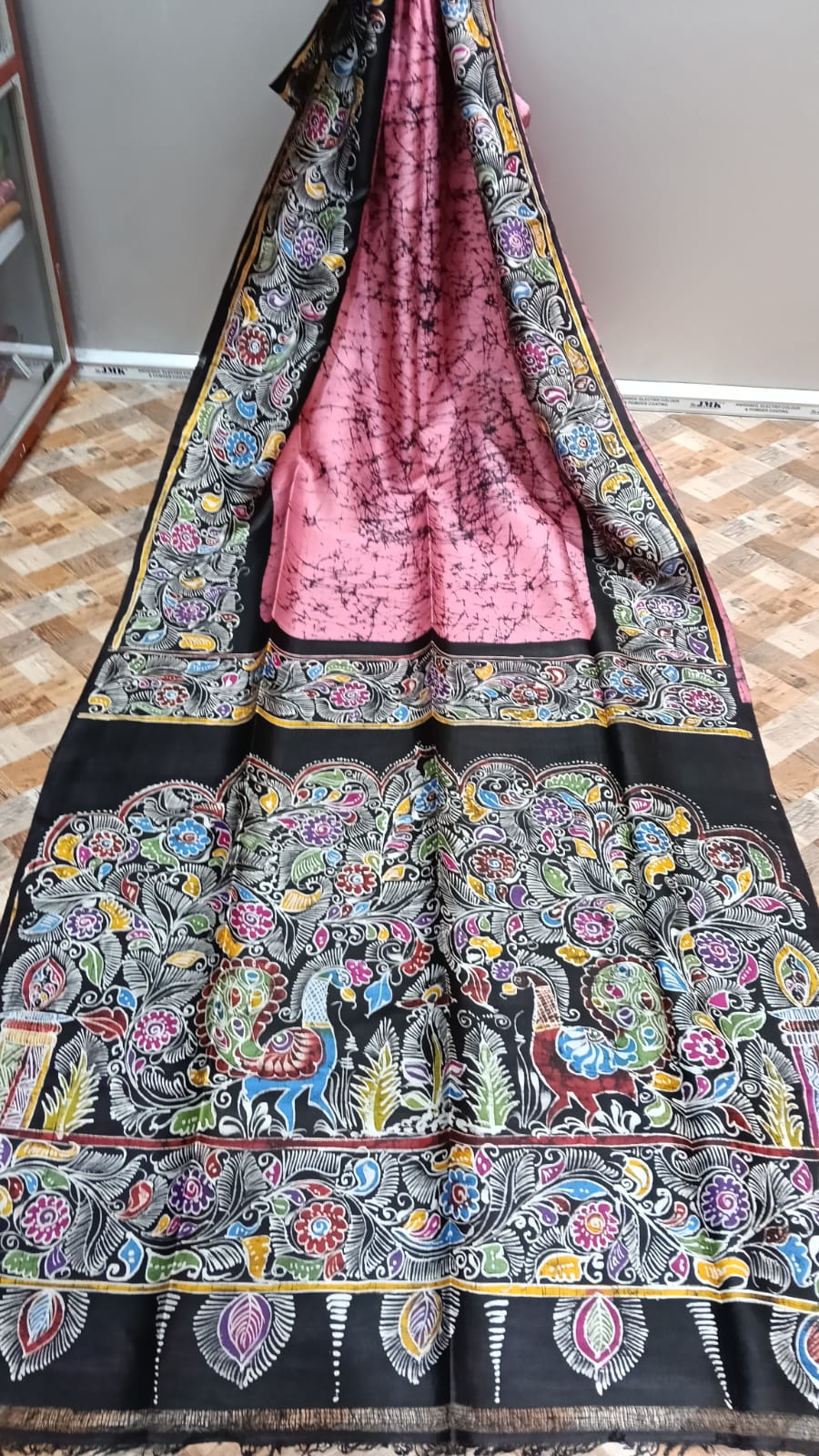 Batik Handprinted Pure Silk saree Silk Mark Certified