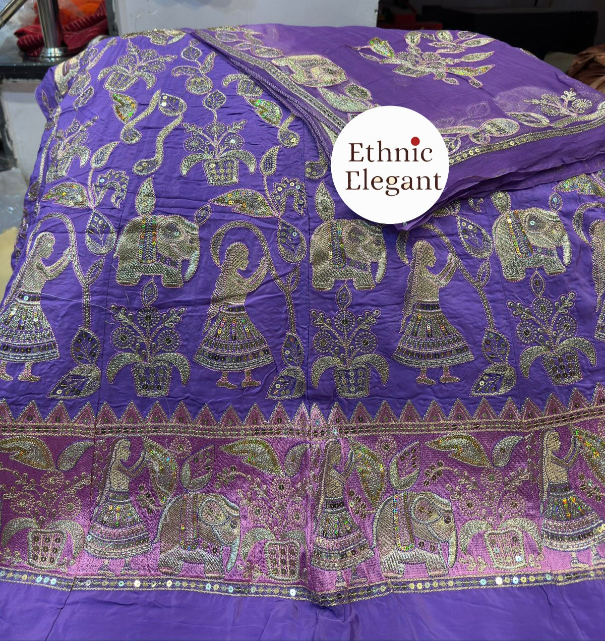 Natural silk poshak thakurji pure odhna heavy patch work handwork poshak