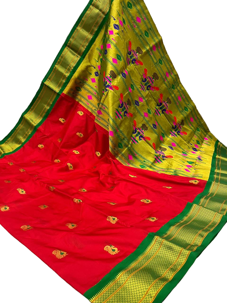 KADIYAL BORDER PEACOCK DESIGN PURE SILK PAITHANI SAREE