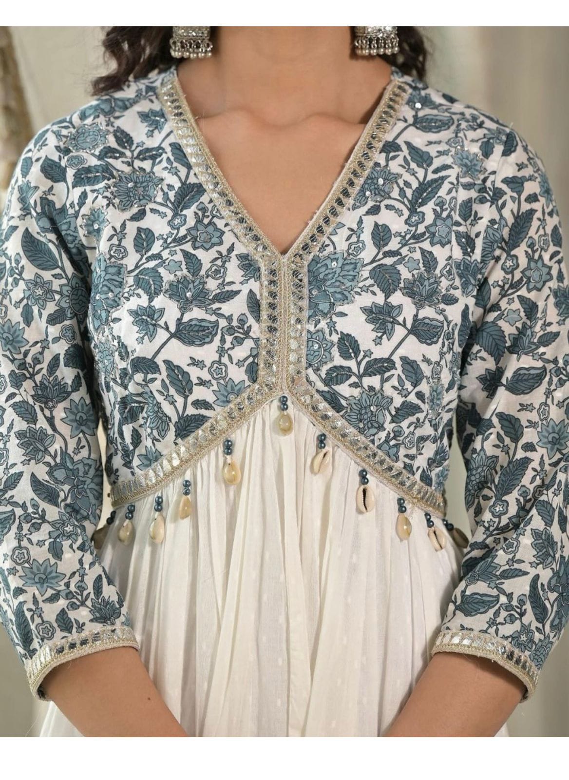 Stylish Alia Cotton Flair kurti with pant and malmal dupatta Size-M.38),L(40),XL(42) XXL(44)