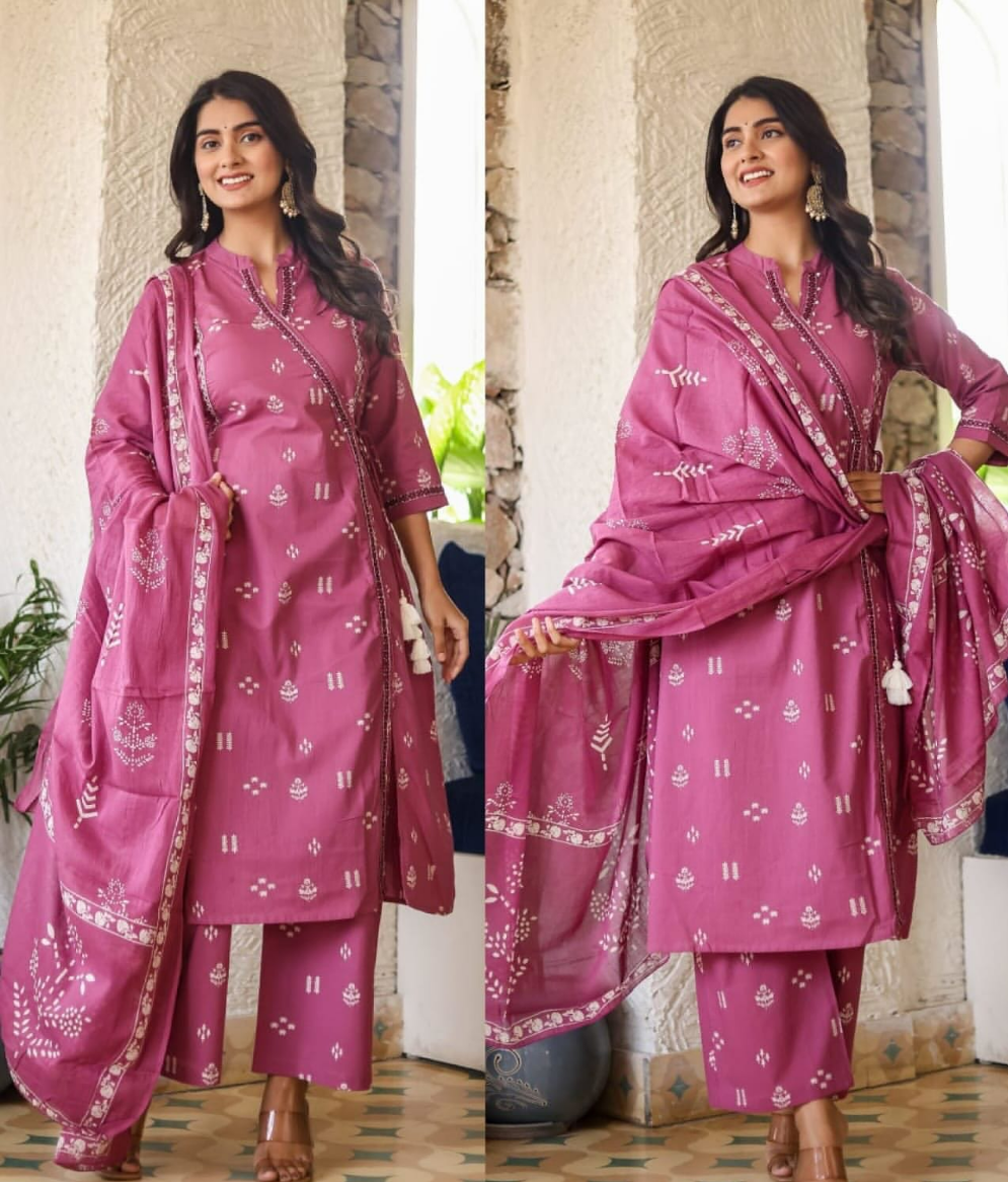 Beautiful Embroidery  3pcs kurti set size - M L XL XXL.3XL*