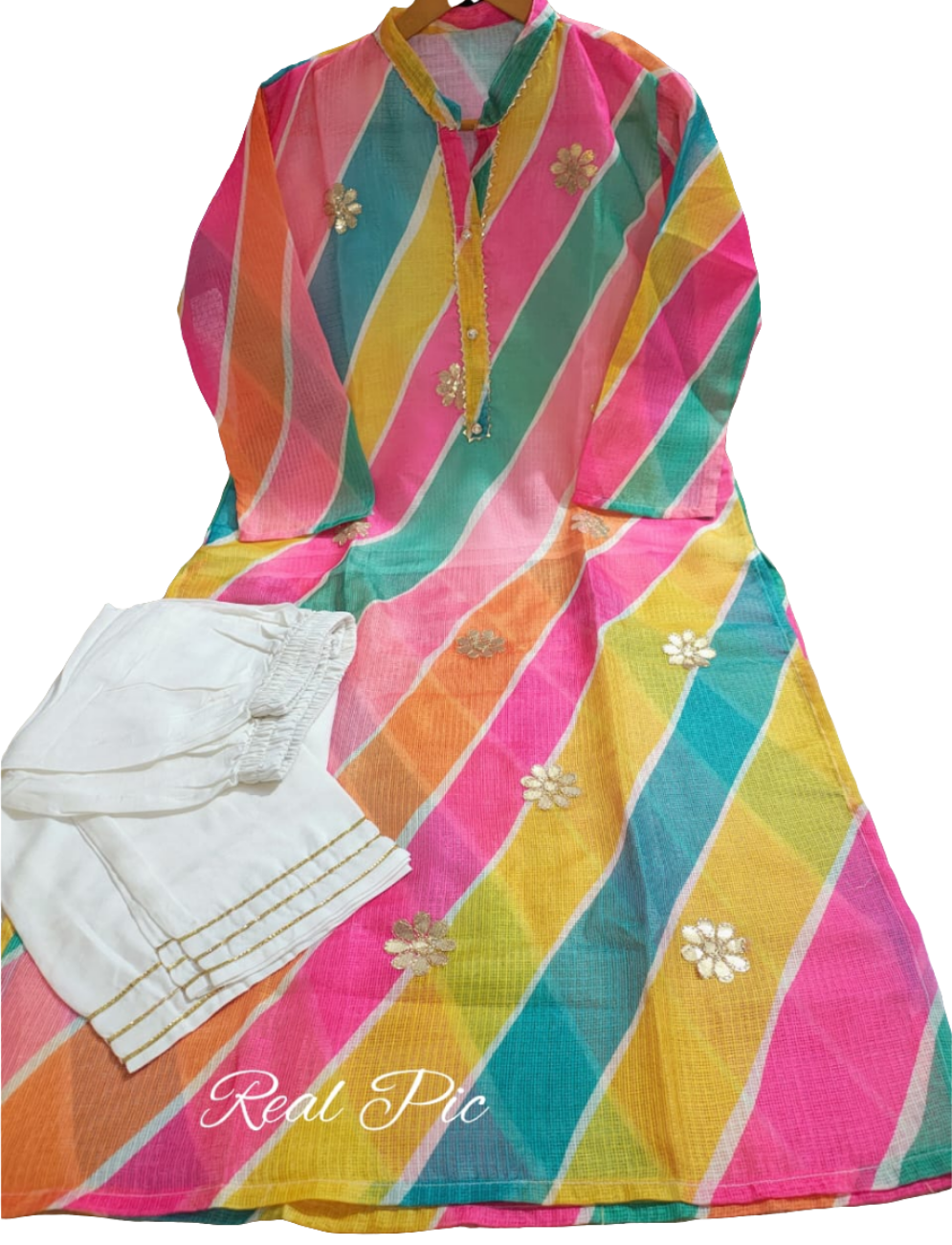 Beautiful Lahariya two pcs kurti plazo set size 38 40 42 44