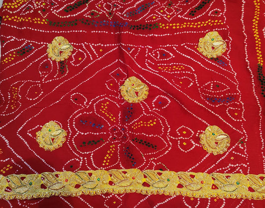 Pure Ojariya Bandhej Handwork Rajasthani Odhna / Chunri