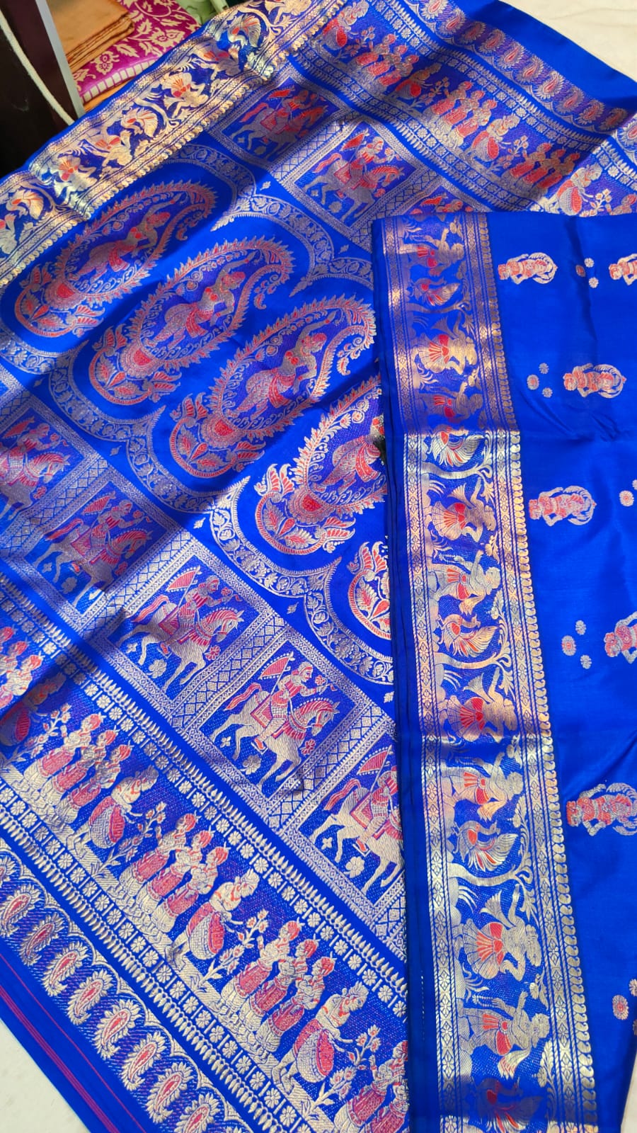 Royal blue handwoven Bishnupur Baluchari silk saree 🌹