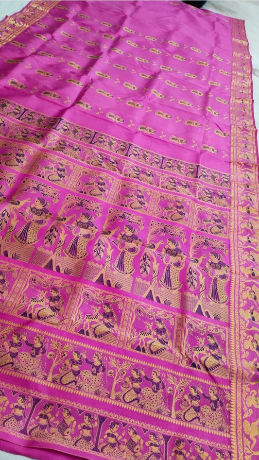 Elegant pink Baluchari silk saree