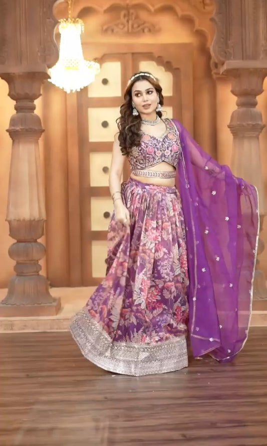Classy multi color silk lehenga choli set ✨️