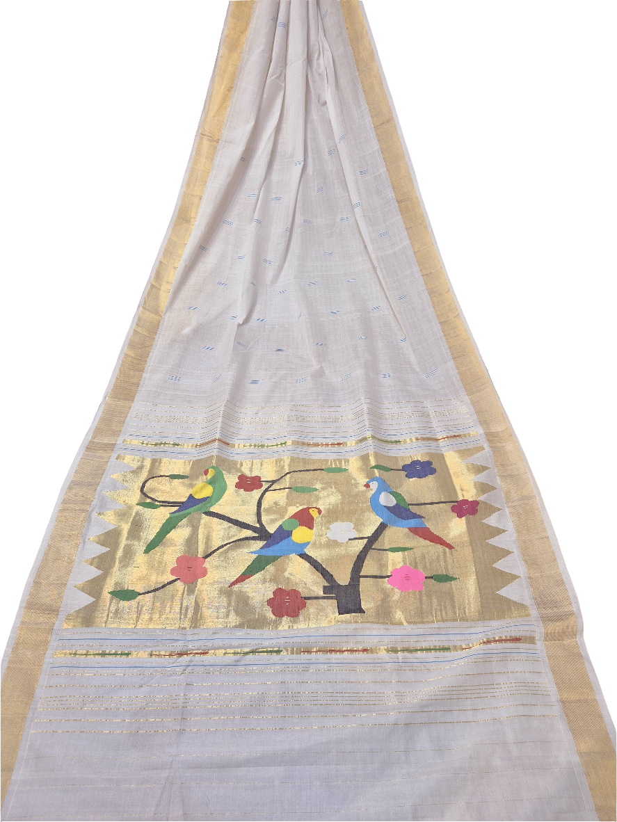 Cotton Fancy Paithani handloom Saree