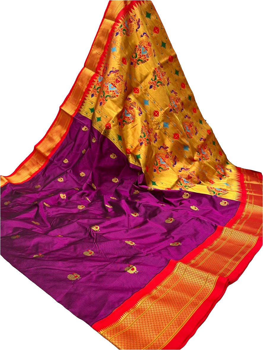 Pure Silk Kadiyal Paithani elegant saree
