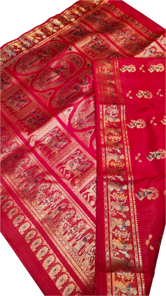 Vibrant colour Bishnupur Baluchari silk saree 🌹
