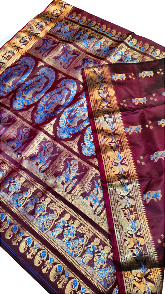 Royal look handwoven Bishnupur Baluchari silk saree