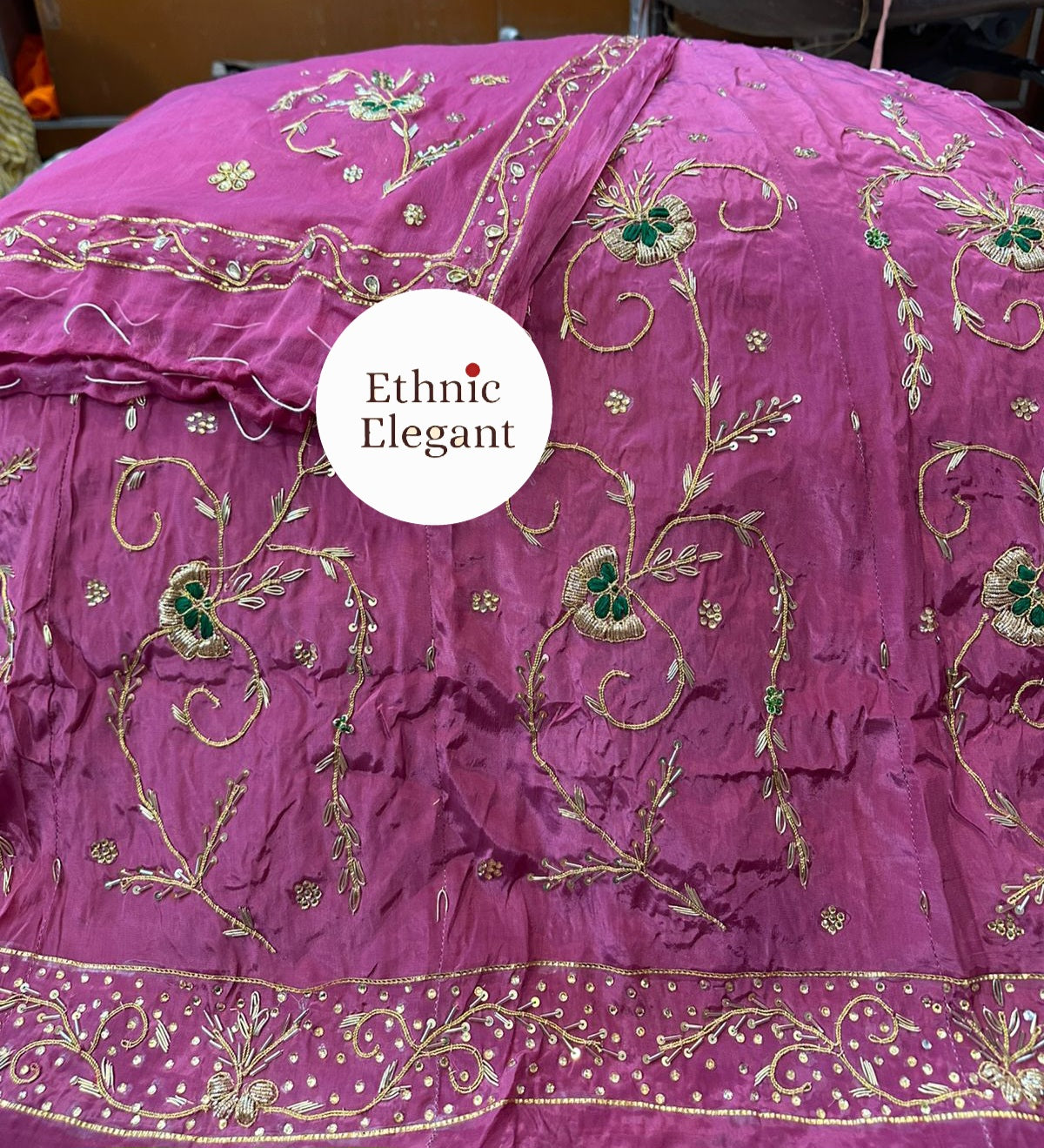 Rajwadi Poshak: Natural Crape with Pure Odhna | Heavy Jardoji & Dabka Handwork