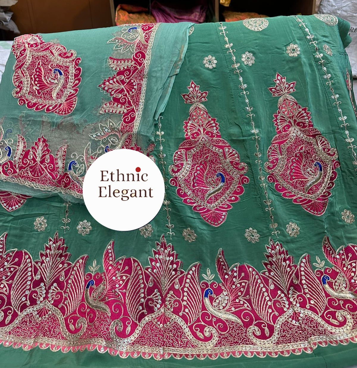 Natural silk thakurji pure odhna original copper work handwork elegant poshak