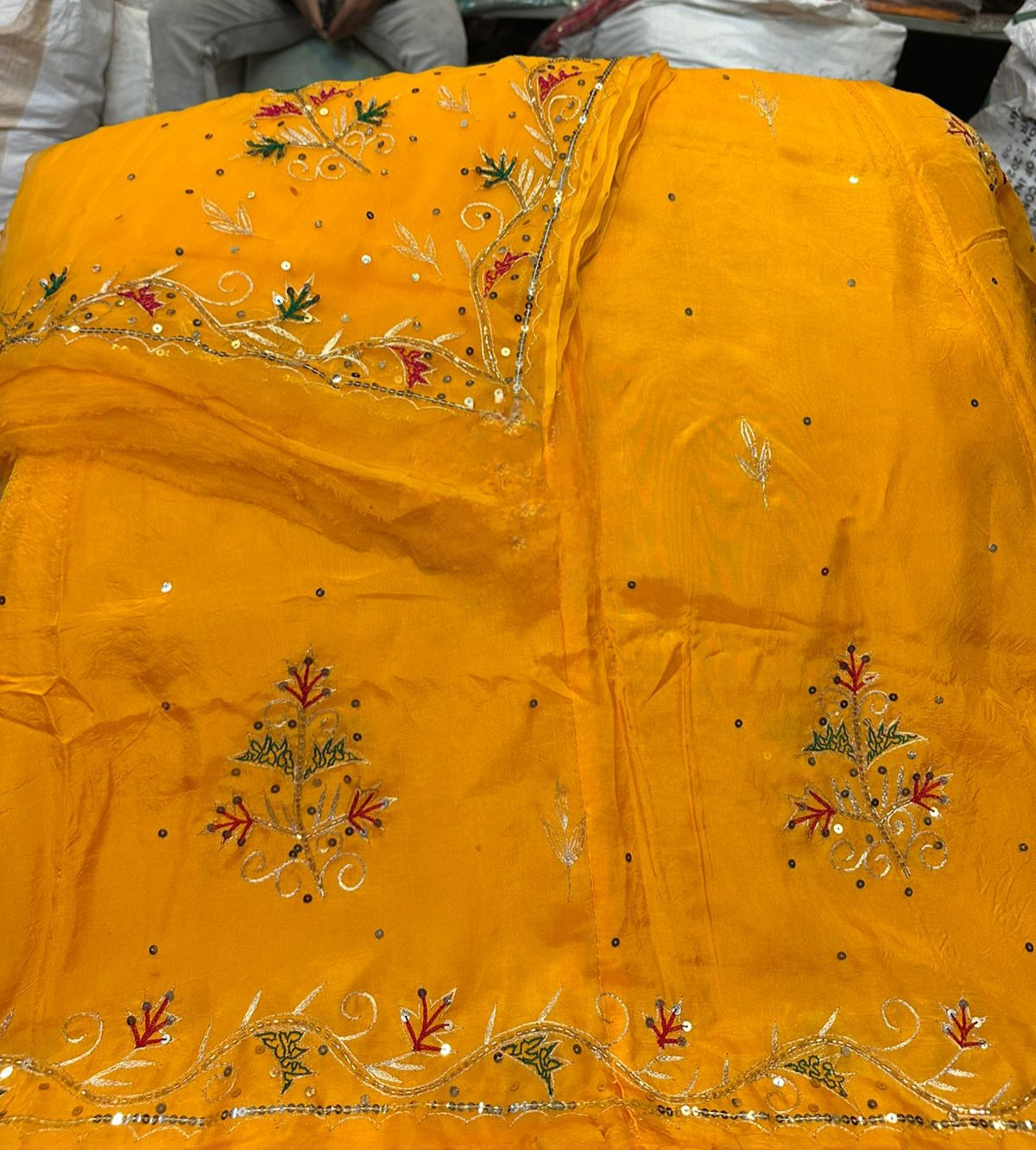 Heavy upada fabric Resam Thakurji pyor odhna taara  katdana handwork Elegant poshak