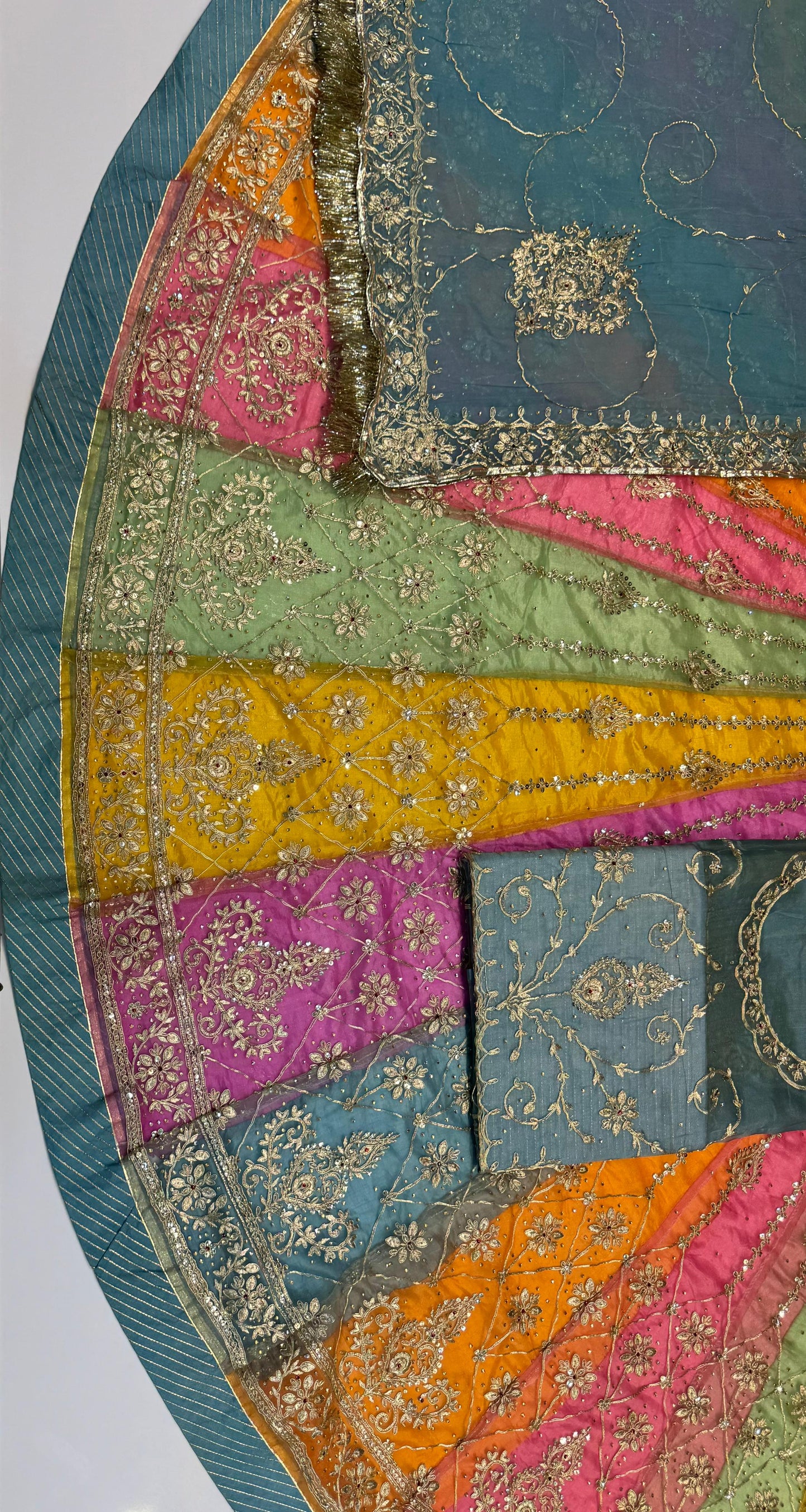 Premium Designer Multicolour Lehenga Set | 4–5 Mtr Ghera • Coding Work • Compac Tissue Fabric • Humrahi Pure Odhani  code:kk