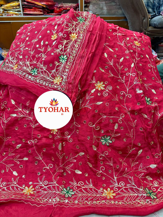 Upada pure odhna heavy jari work poshak