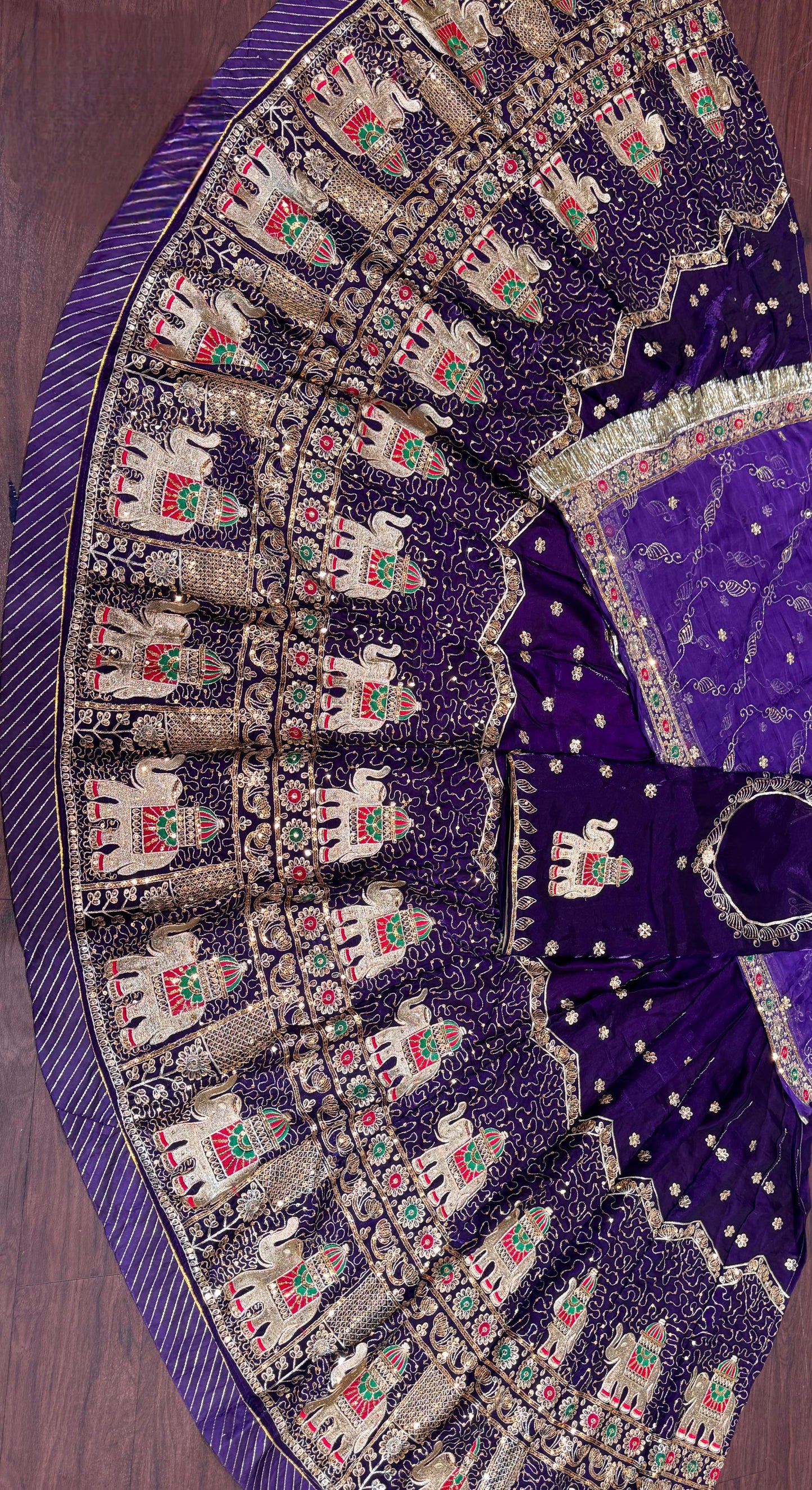 Boutique Vintage FENDI Silk Poshak with Pure Odhani | Fancy Zari Handwork & Figure Design