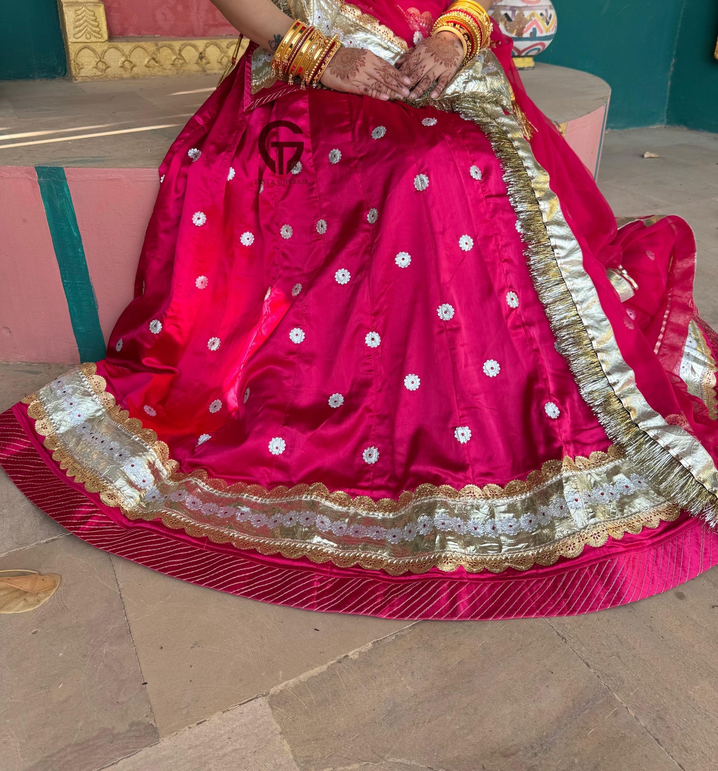 Elegant satin pure odhna royal look poshak