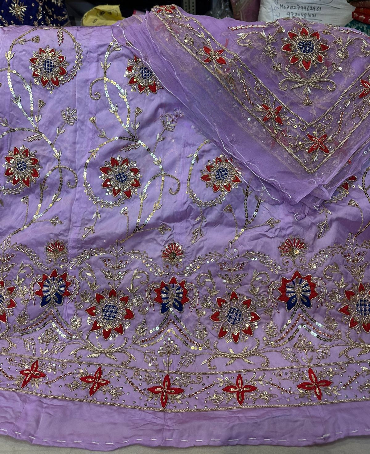 Heavy Bembar satin thakurji pure odhna heavy jardoji dabka work beautiful poshak