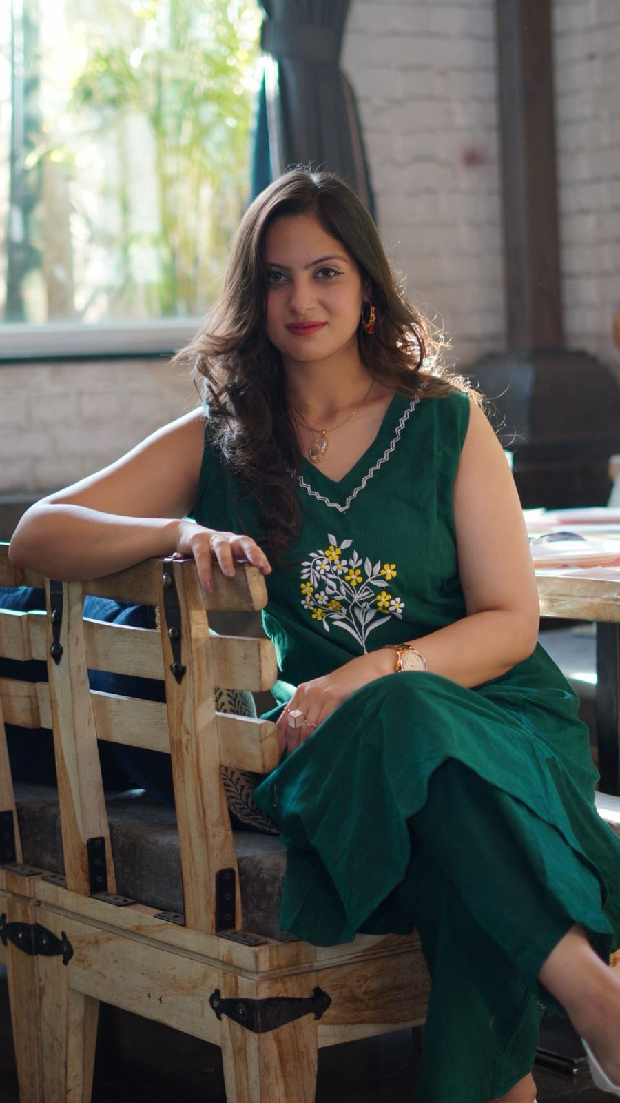 Beautiful embroidery crafted in premium cotton kurti set                   Size 38,40,42,44