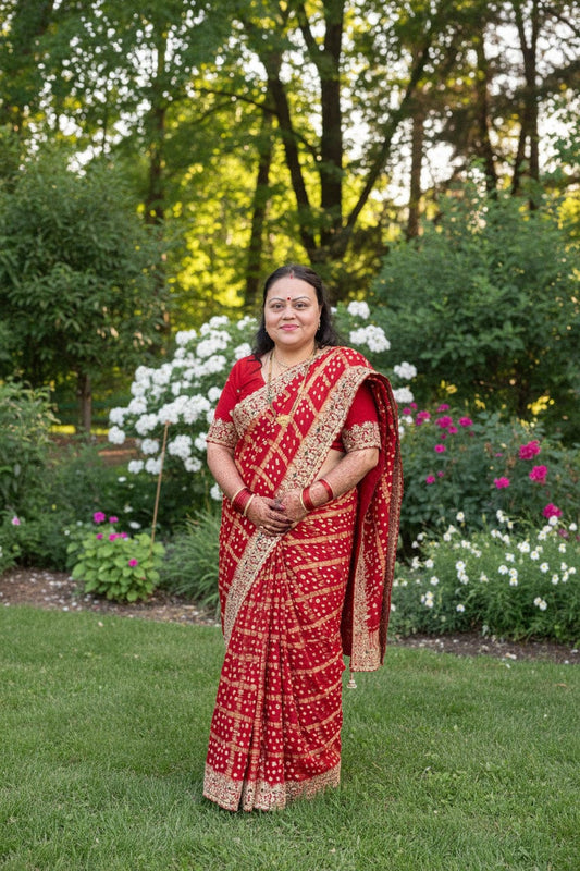 Pure Gaji Silk Bhandhej Gharchola Saree – Traditional Bridal Wear