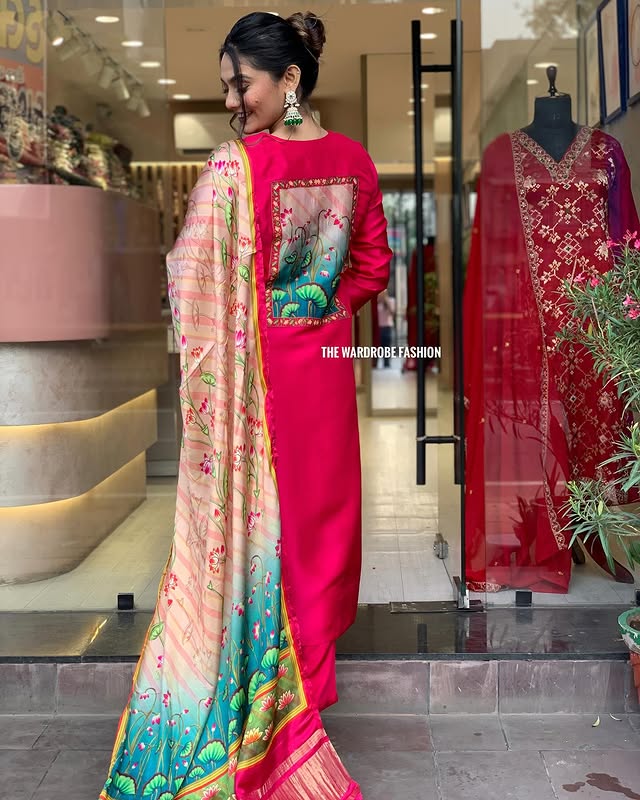 Elegant Chinon Fabric designer festive wear kurti set  Sizes : 38, 40, 42, 44, 46*