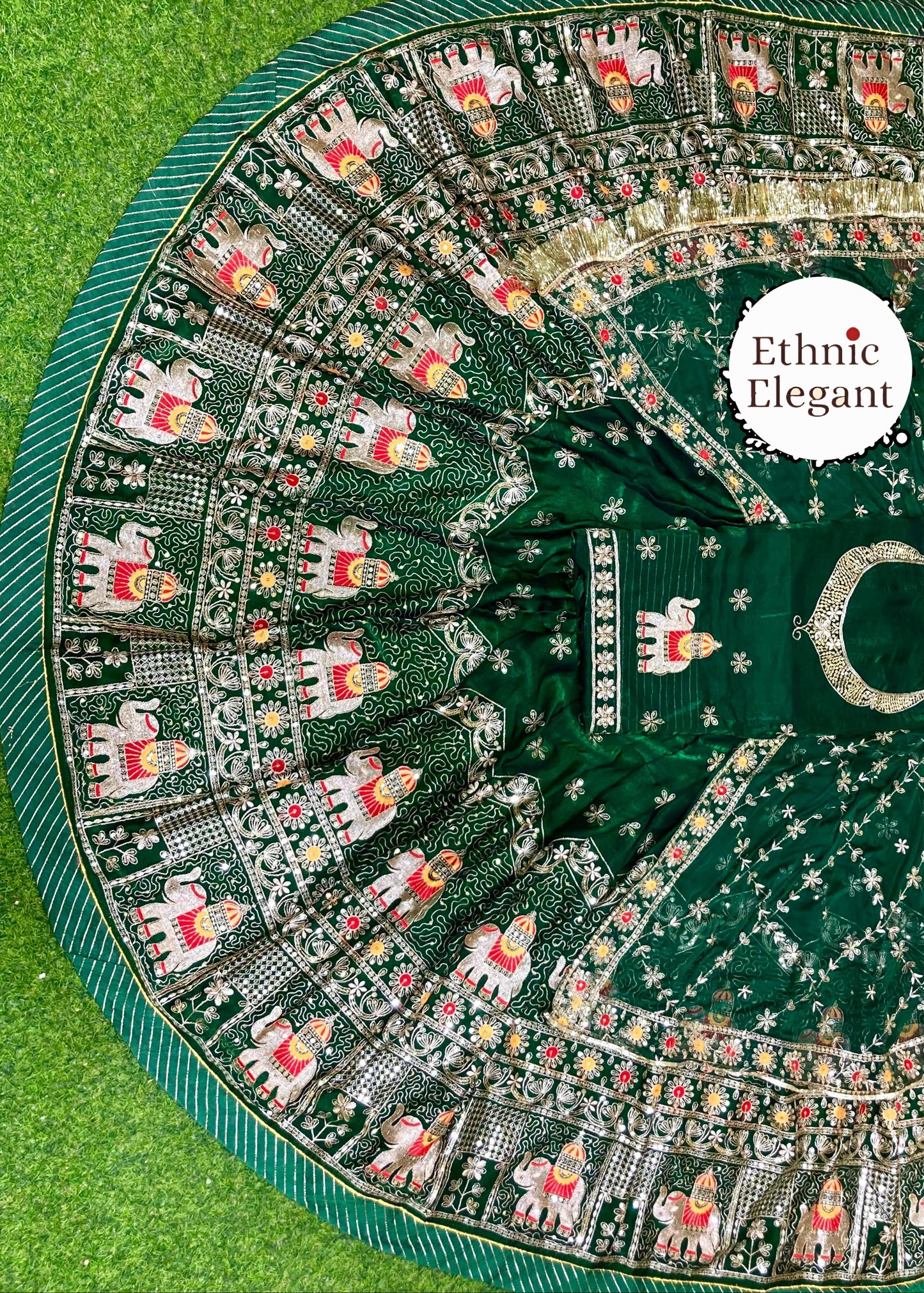 Boutique Vintage Rajputi Poshak | Premium Fendi Silk with Pure Odhani & Hand Zari Work