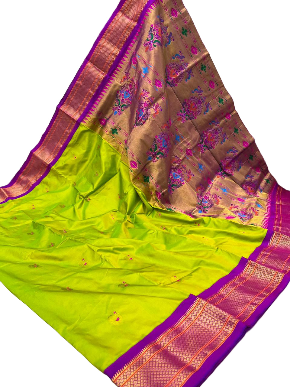 KADIYAL BORDER PEACOCK DESIGN PURE SILK PAITHANI SAREE