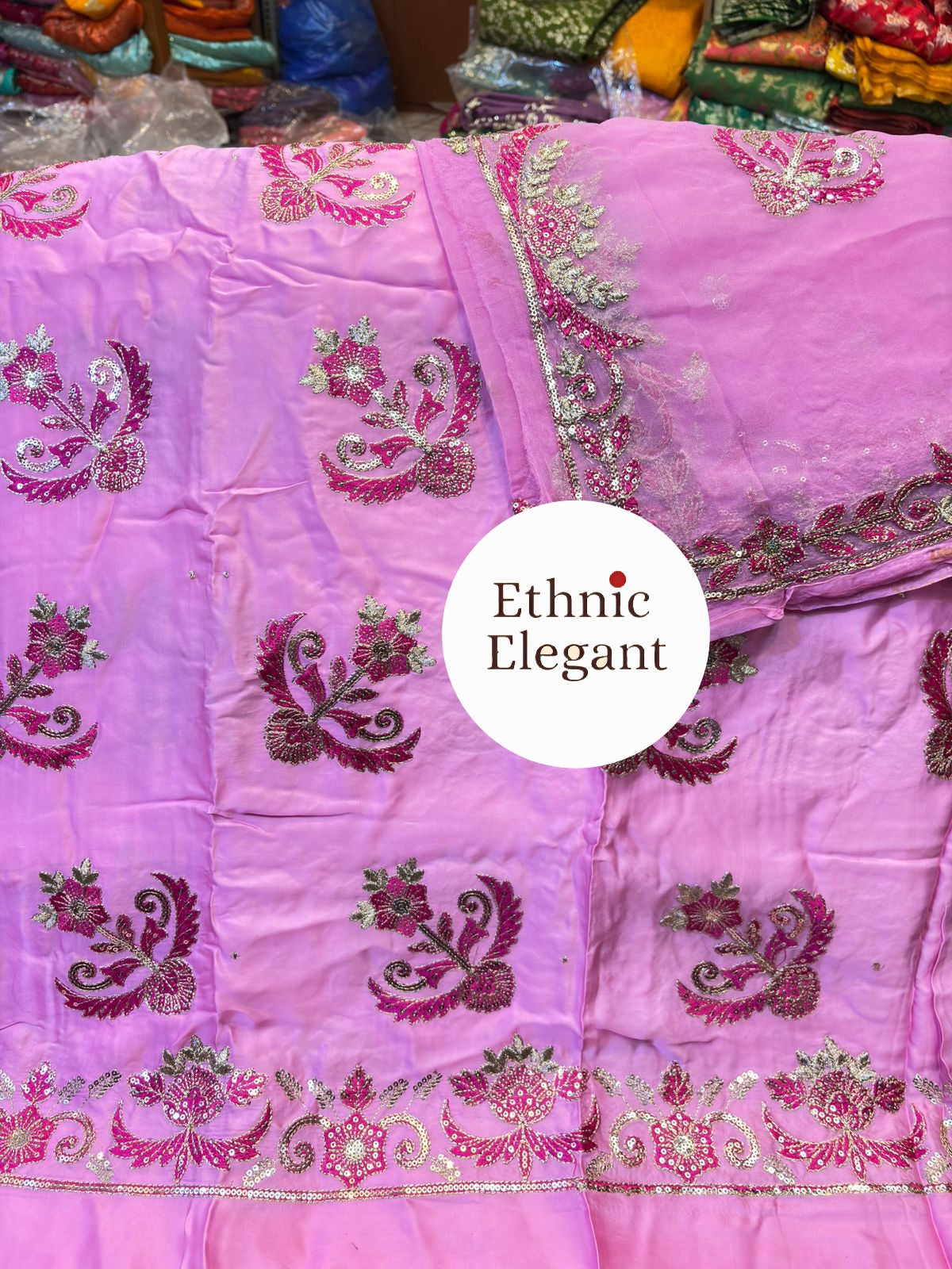 Premium Bember Silk Rajputi Poshak | Pure Thakurji Odhna | Authentic Copper Handwork