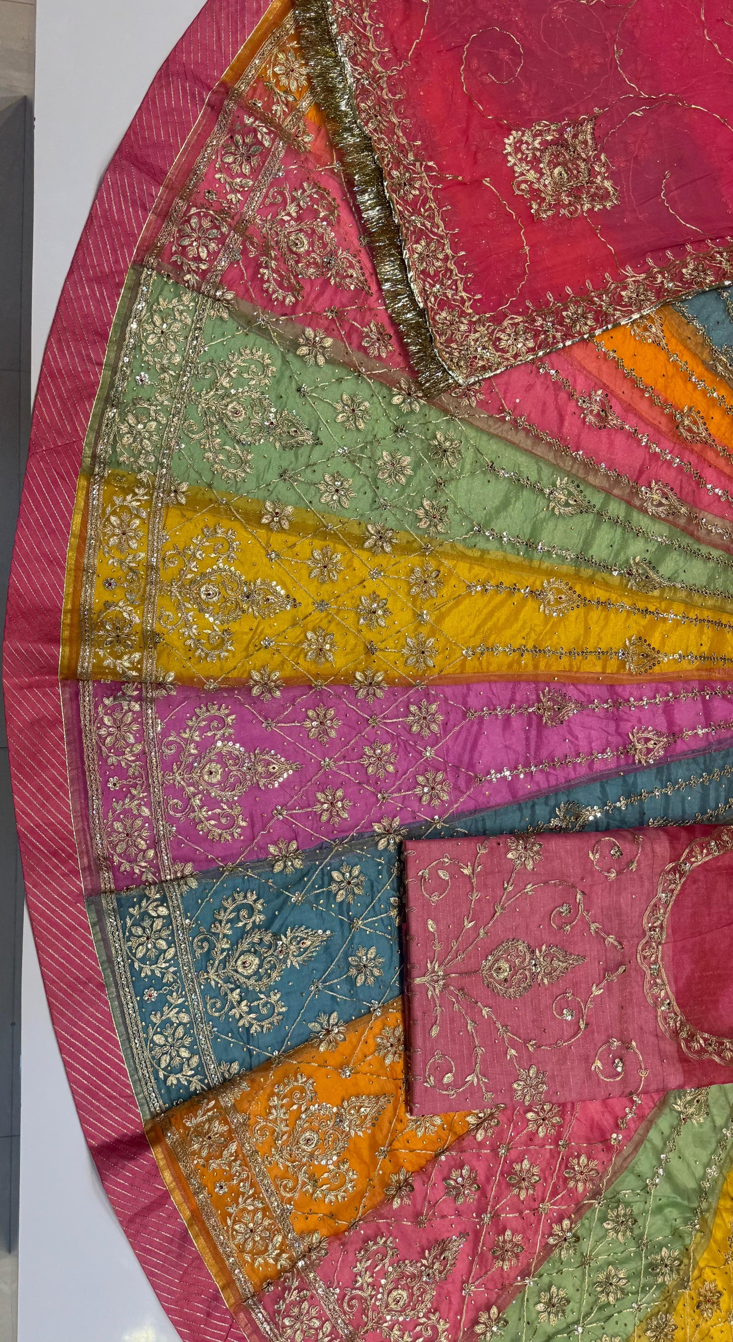 Premium Designer Multicolour Lehenga Set | 4–5 Mtr Ghera • Coding Work • Compac Tissue Fabric • Humrahi Pure Odhani  code:kk