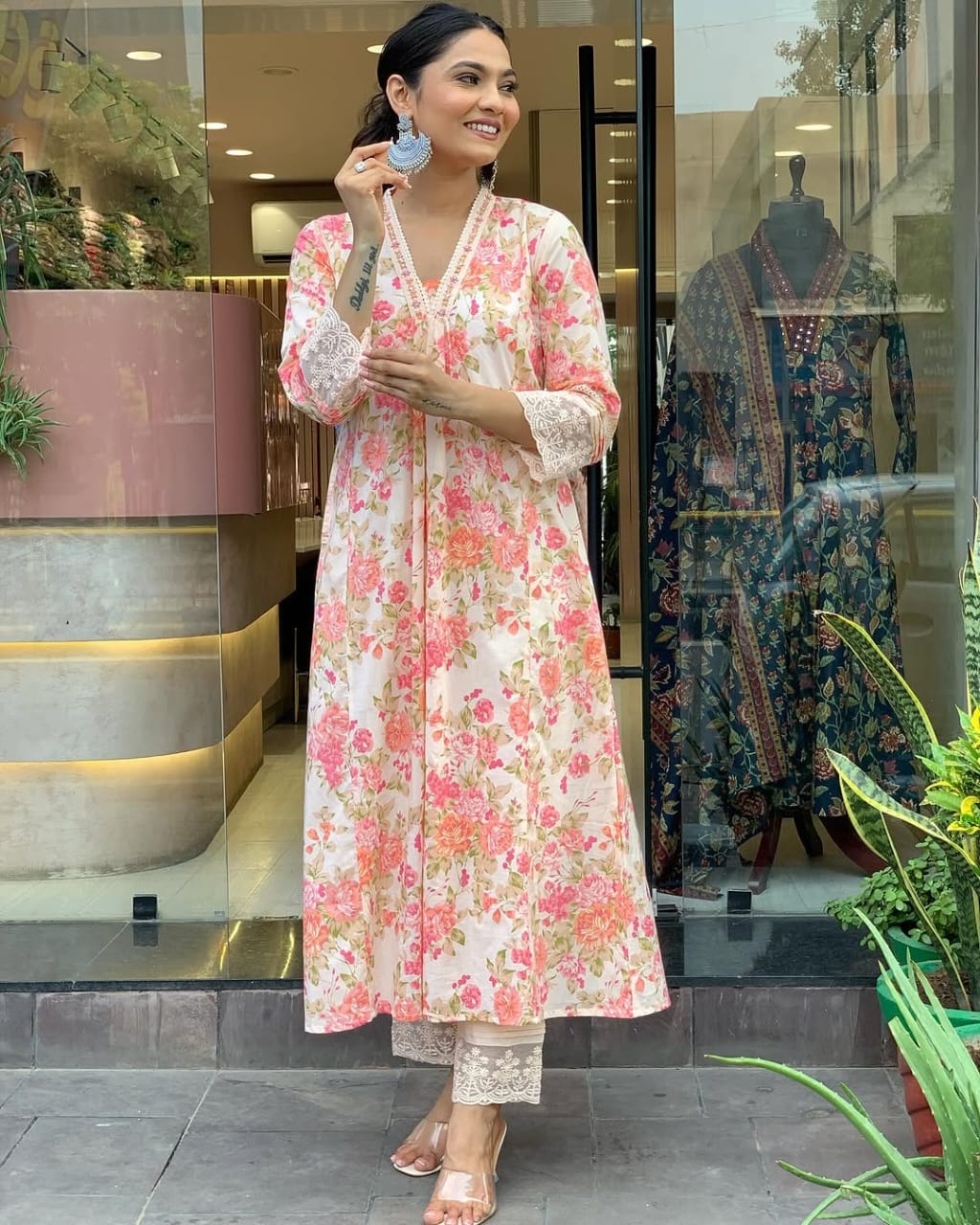 Elegant embroidery work anarkali kurta pant dupatta set Size 38 40 42 44