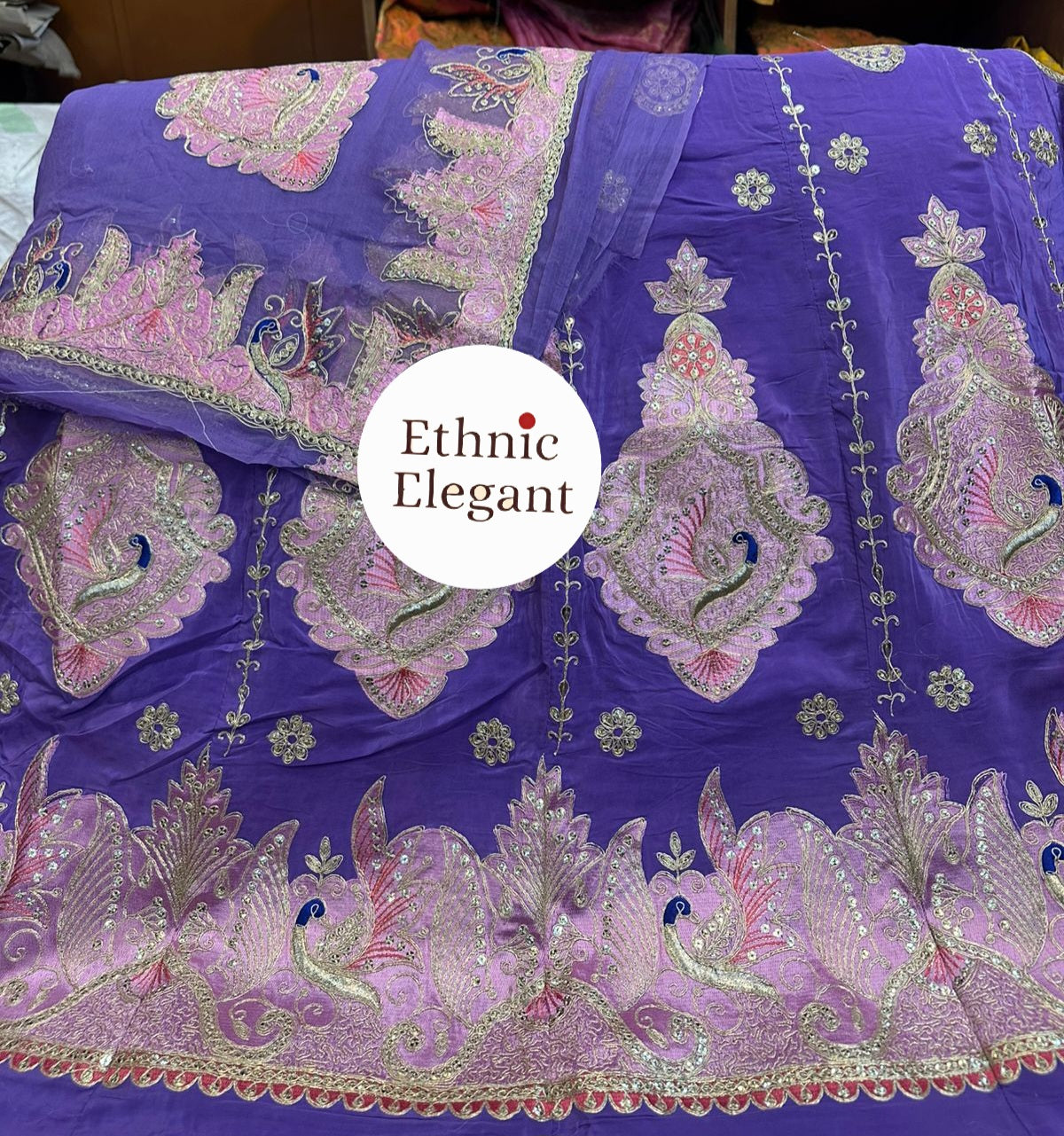 Natural silk thakurji pure odhna original copper work handwork elegant poshak