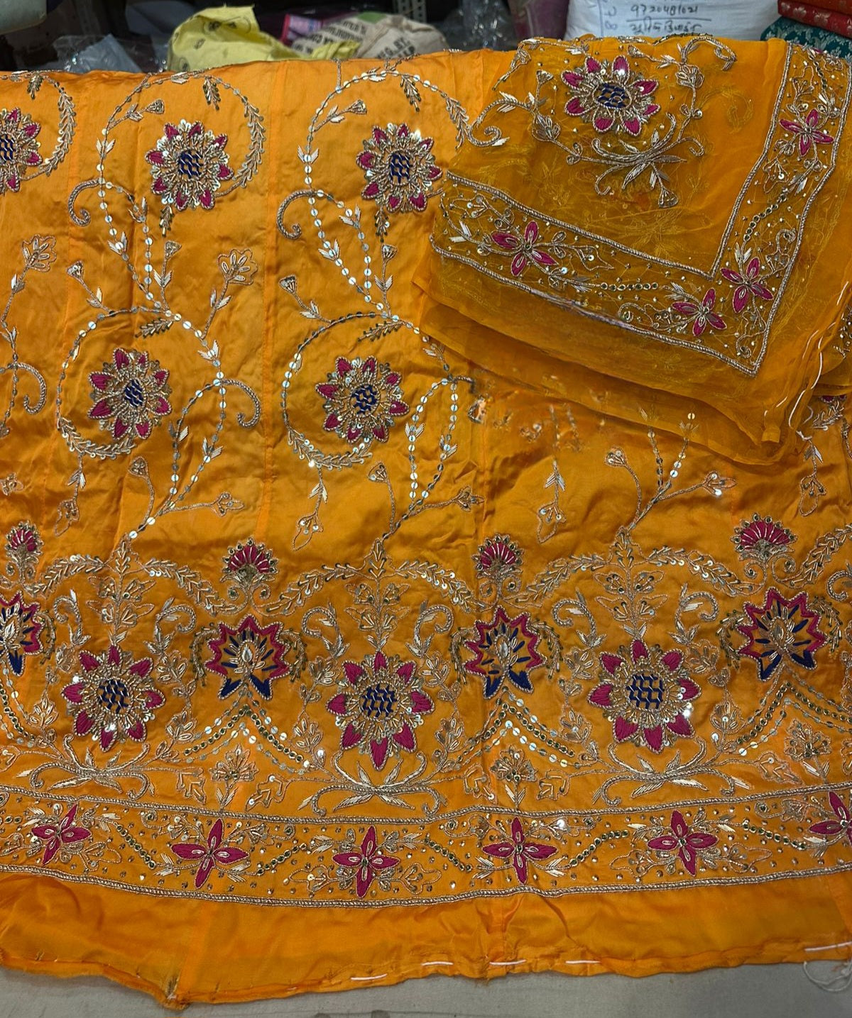 Heavy Bembar satin thakurji pure odhna heavy jardoji dabka work beautiful poshak