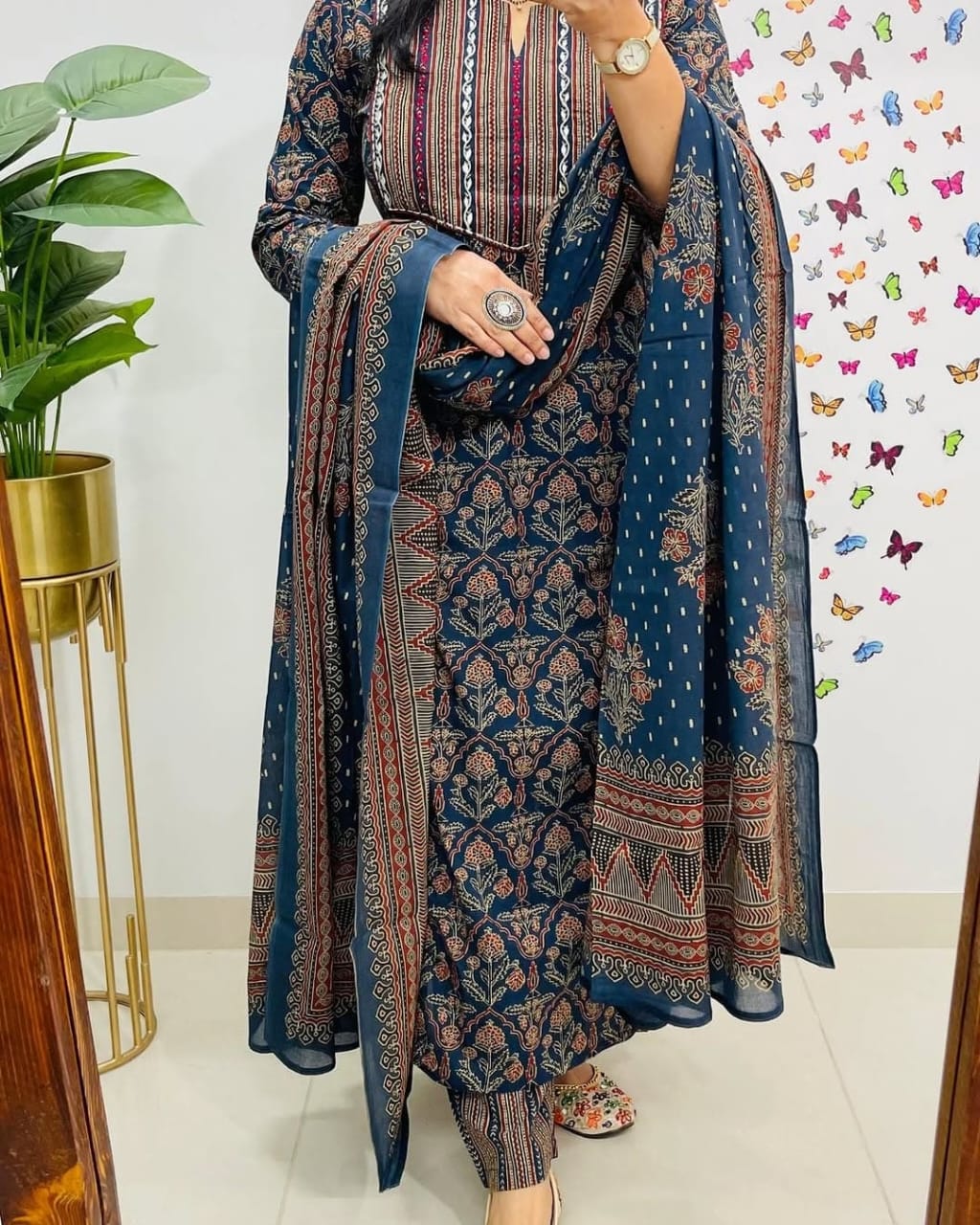 Elegant Partywear pure cotton kurti set Size: *M/38, L/40, XL/42, XXL/44,XXXl/46*