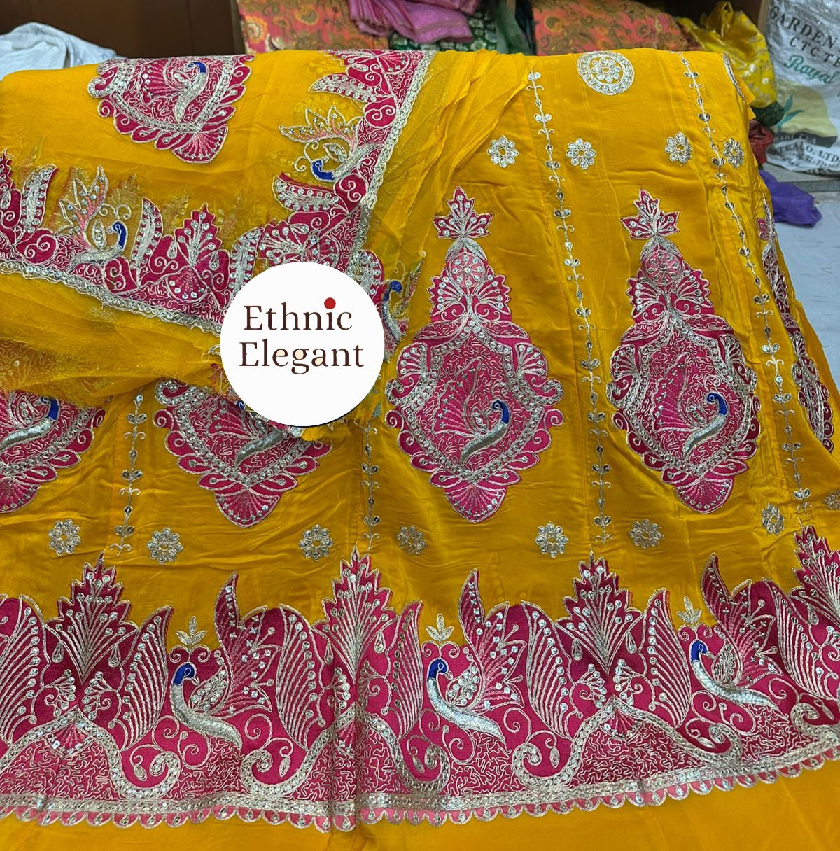 Natural silk thakurji pure odhna original copper work handwork elegant poshak