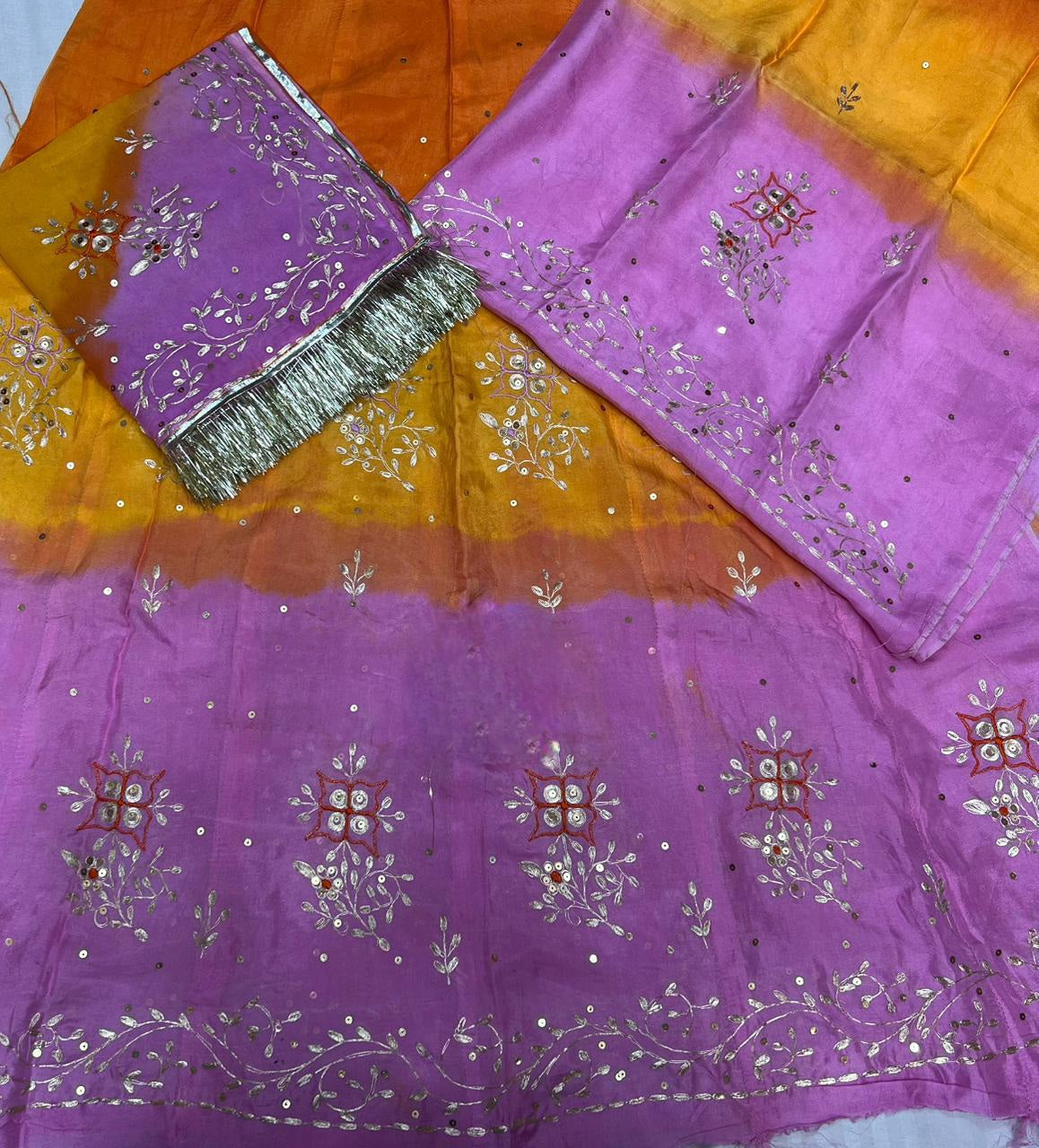 Boutique Party Wear Poshak: New Upada Crape Fabric | 3D Shaded Colors & Hand Aari Work