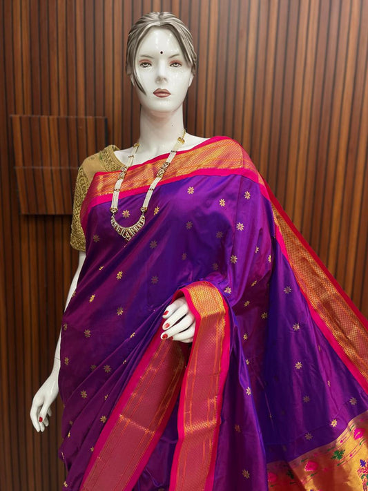 Kadiyal Border Pure Silk Paithani saree